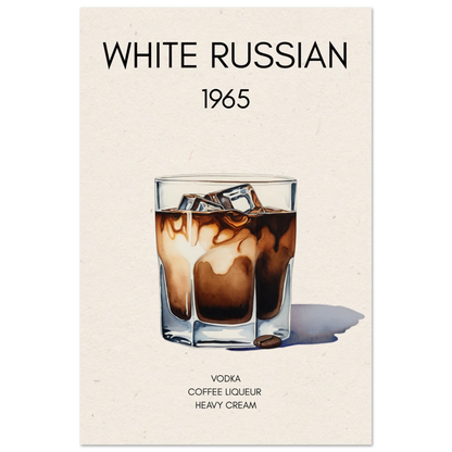 White Russian Cocktail Bar Art Print No Frame 40x60 cm 16x24″ Museum-Quality Matte Paper Poster