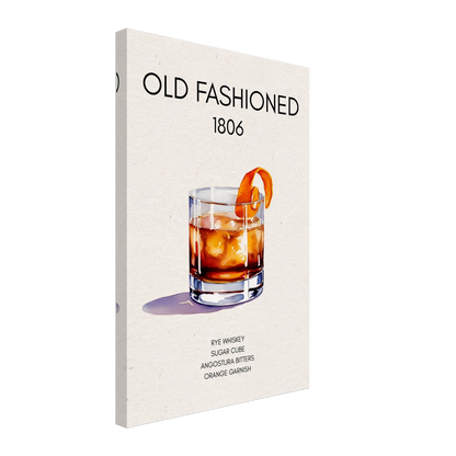 Classic Old Fashioned Cocktail Bar Art Print No Frame 40x60 cm 16x24″ Gallery Wrapped Canvas