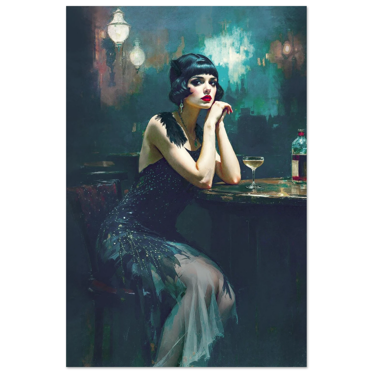 Jazz Age Speakeasy Flapper Art Print No Frame 60x90 cm 24x36″ Premium Matte Paper Poster