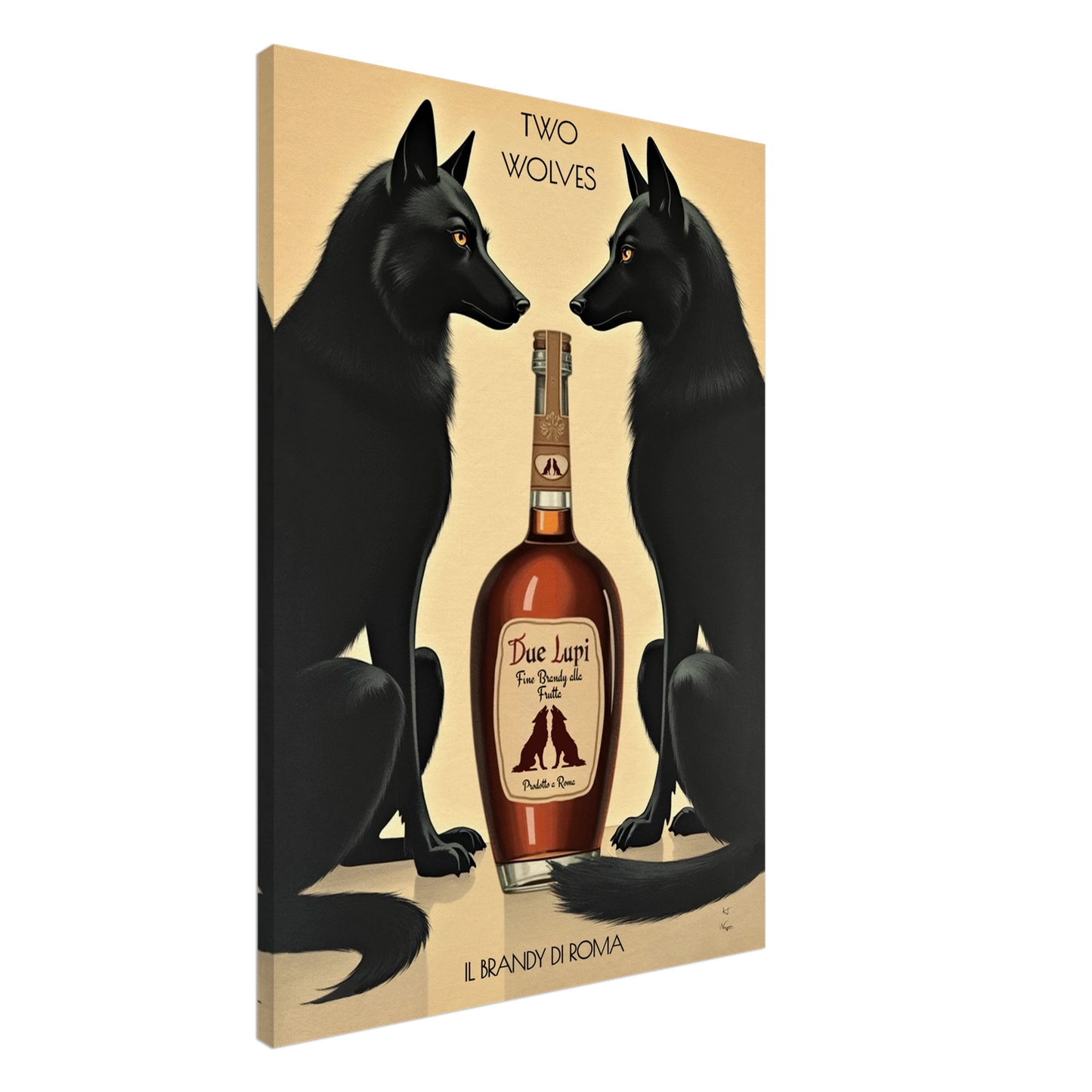 Two Wolves Italian Cocktail Bar Art Print 70x100 cm 28x40″ Gallery Wrapped Canvas No Frame