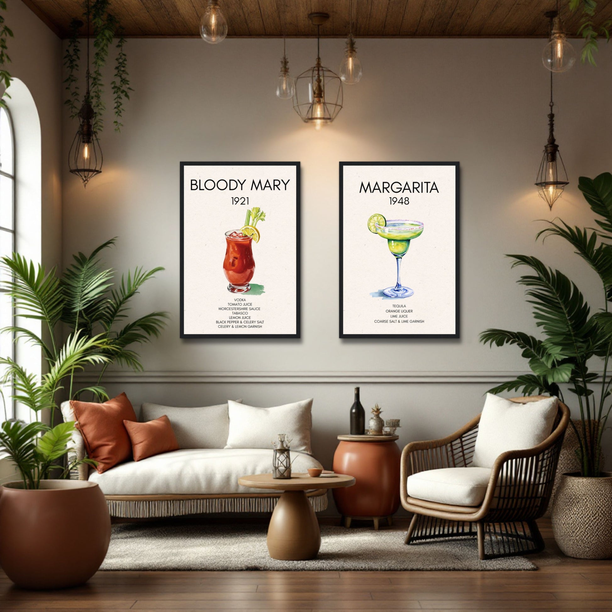 Bloody Mary Cocktail Bar Poster Print Dark Brown Wood 40x60 cm 16x24″ Museum-Quality Matte Paper Wooden Framed Poster