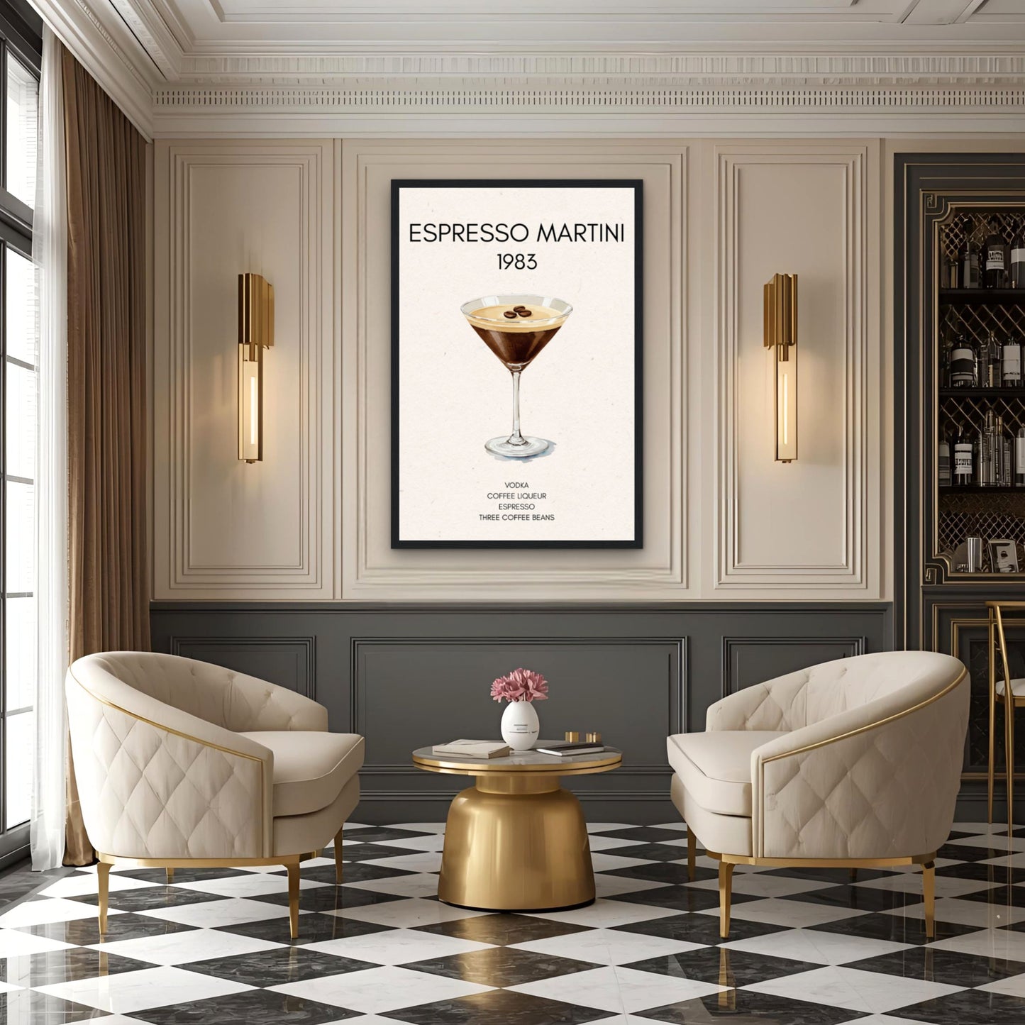 Espresso Martini Cocktail Bar Poster Print Black Wood Frame 30x45 cm 12x18″ Museum-Quality Matte Paper Wooden Framed Poster