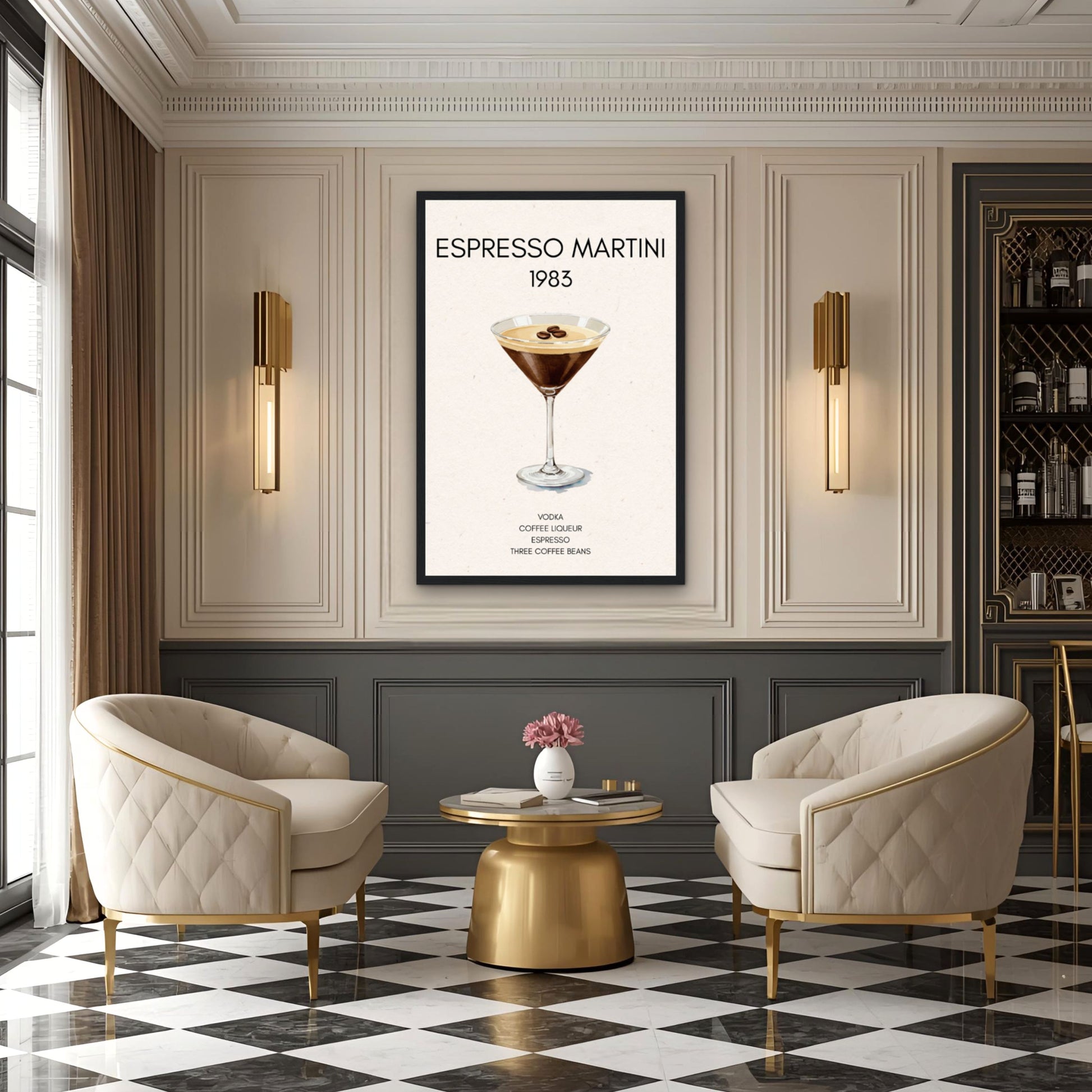 Espresso Martini Cocktail Bar Poster Print Black Wood Frame 30x45 cm 12x18″ Museum-Quality Matte Paper Wooden Framed Poster