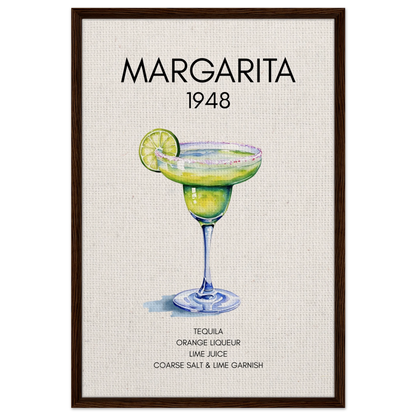 Margarita Cocktail Bar Art Print Dark Brown Wood Frame 60x90 cm 24x36″ Framed Canvas