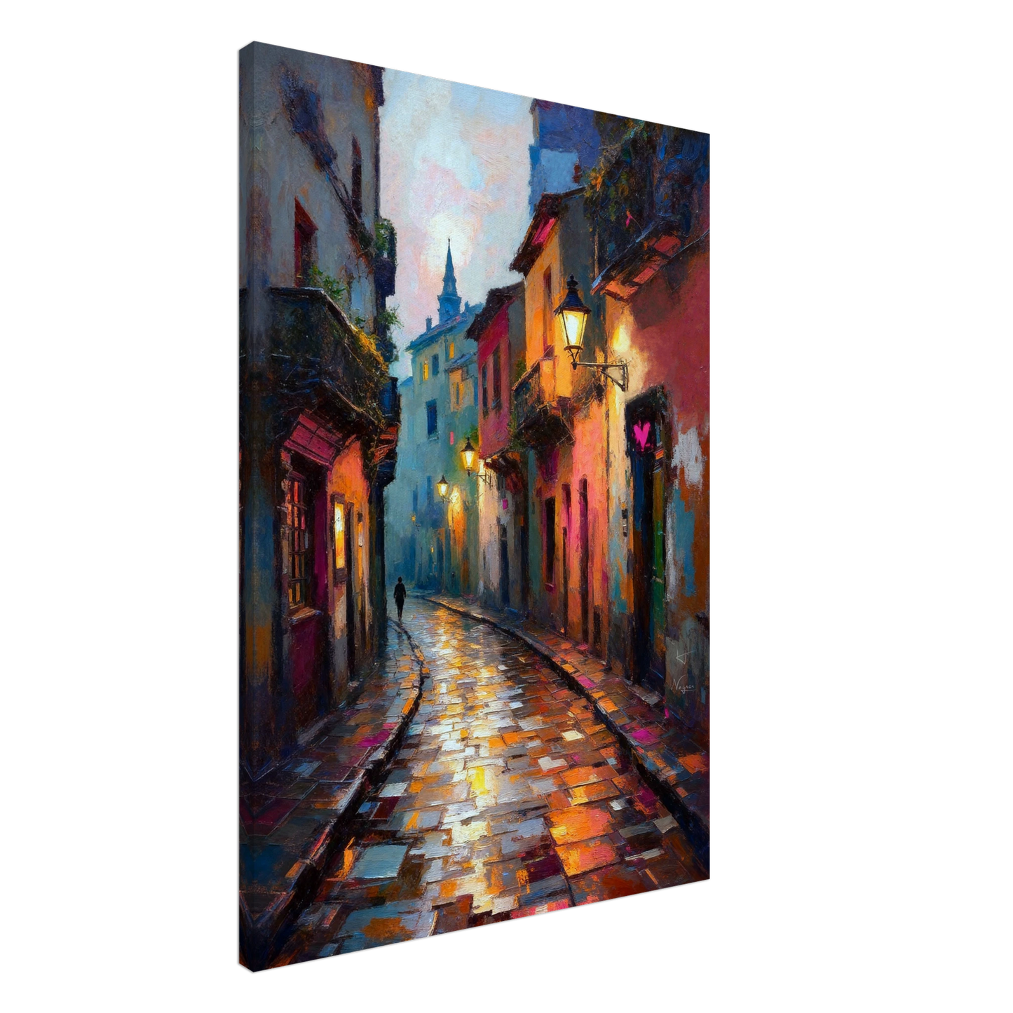 Old Europe Romantic Street Art Print 70x100 cm 28x40″ Gallery Wrapped Canvas No Frame