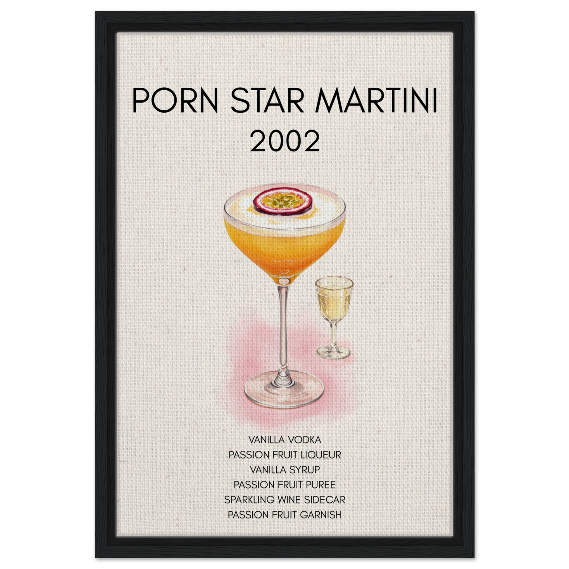 Porn Star Martini Bar Art Cocktail Print Black Wood Frame 40x60 cm 16x24″ Framed Canvas