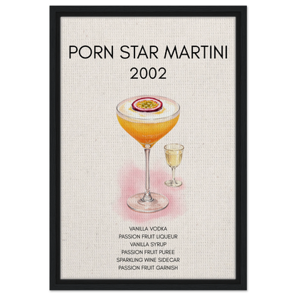 Porn Star Martini Bar Art Cocktail Print Black Wood Frame 40x60 cm 16x24″ Framed Canvas
