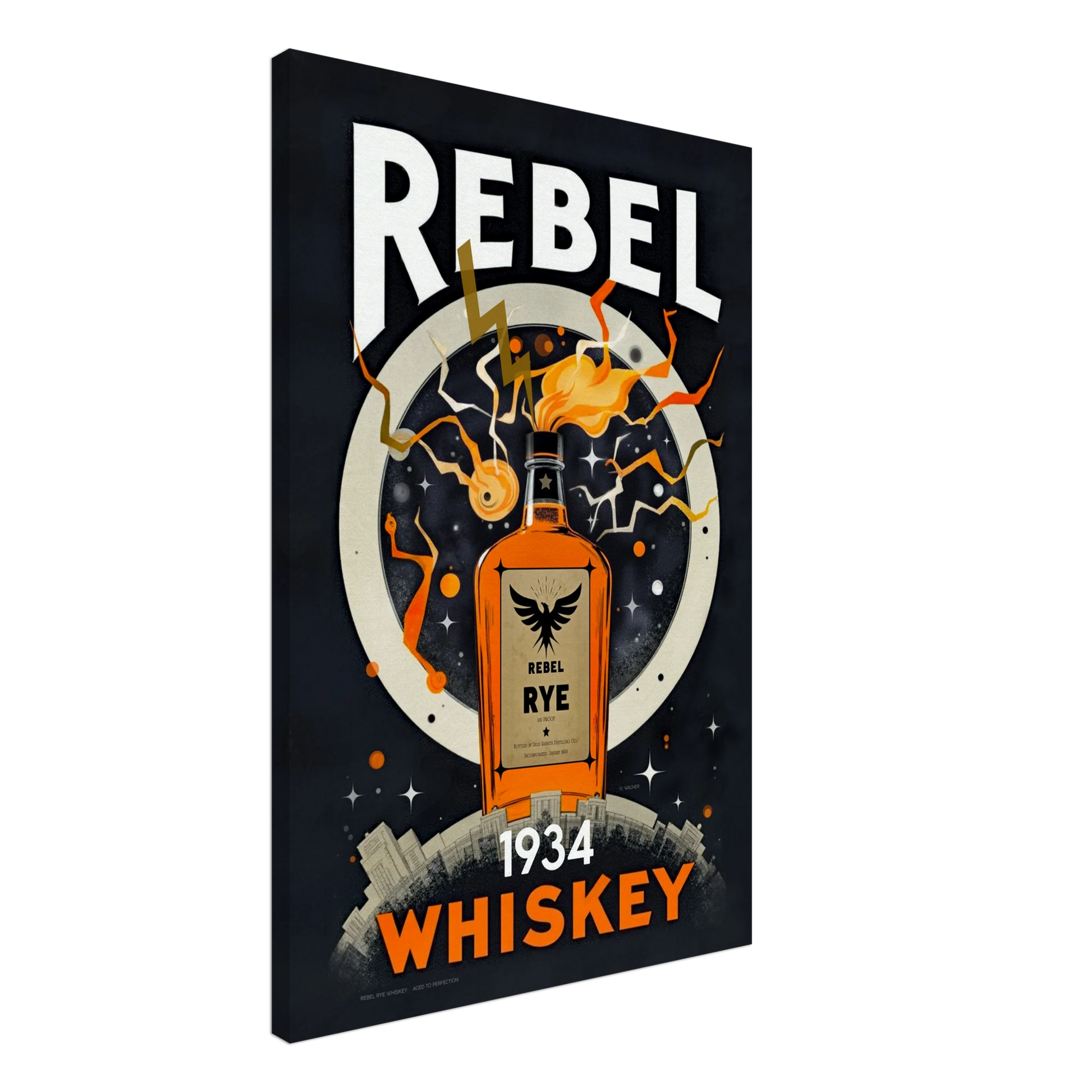 Rebel Whiskey Cocktail Bar Poster Print No Frame 60x90 cm 24x36″ Canvas