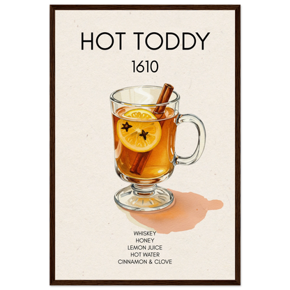 Hot Toddy Cocktail Bar Art Print Dark Brown Wood Frame 40x60 cm 16x24″ Museum-Quality Matte Paper Wooden Framed Poster