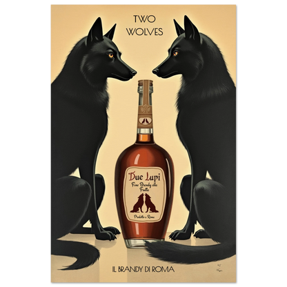 Two Wolves Italian Cocktail Bar Art Print 40x60 cm 16x24″ Museum-Quality Matte Paper Poster No Frame