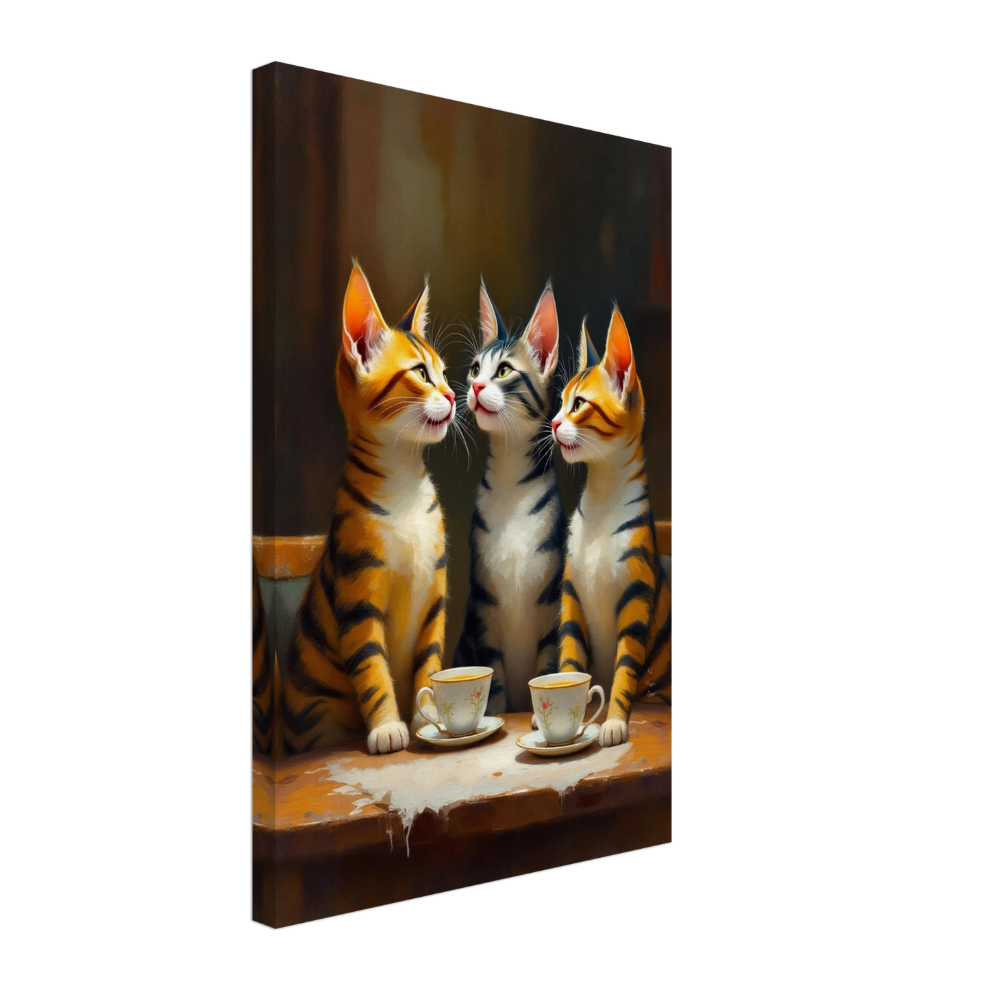 Tabby Cat Vintage Kitchen Art Print 40x60 cm 16x24″ Gallery Wrapped Canvas No Frame