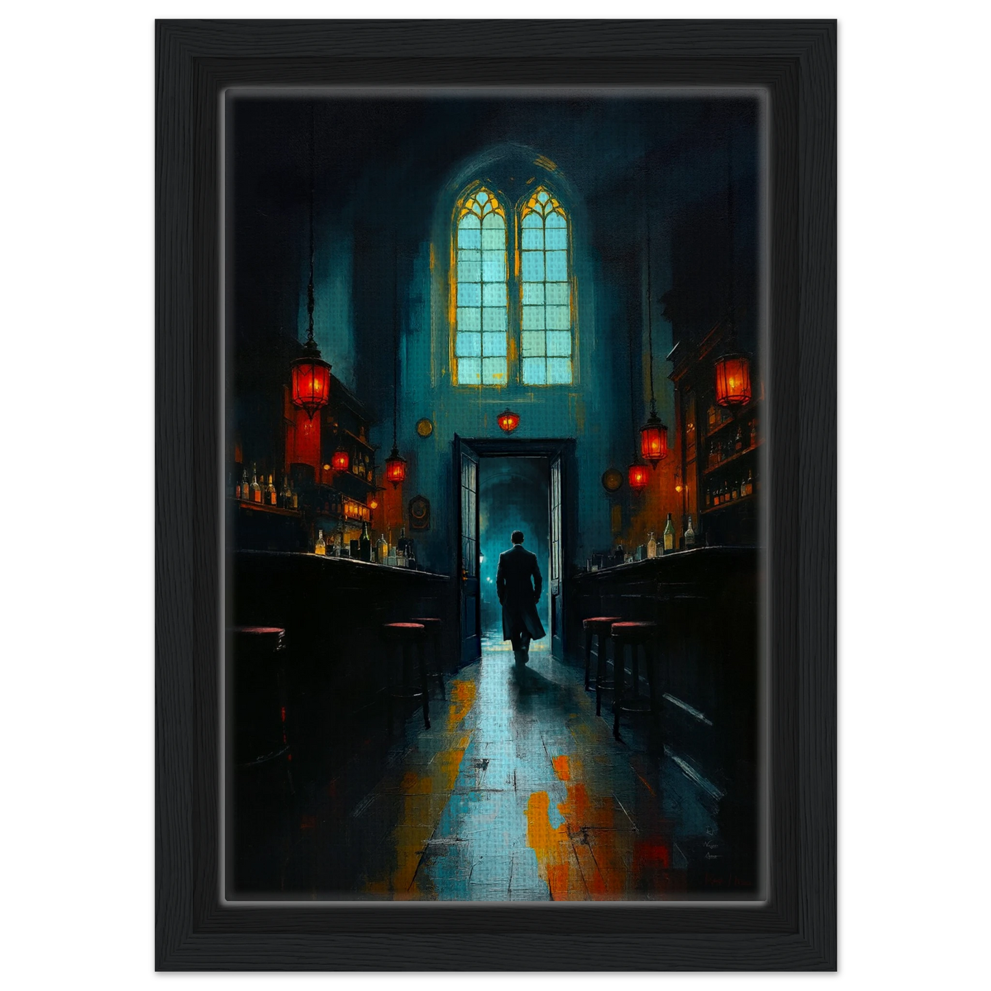 Speakeasy Bootleg Bar Prohibition Art Print Black Wood Frame 20x30 cm 8x12″ Framed Canvas