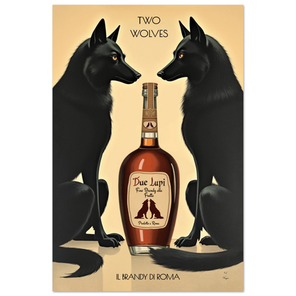 Two Wolves Italian Cocktail Bar Art Print 60x90 cm 24x36″ Premium Matte Paper Poster No Frame