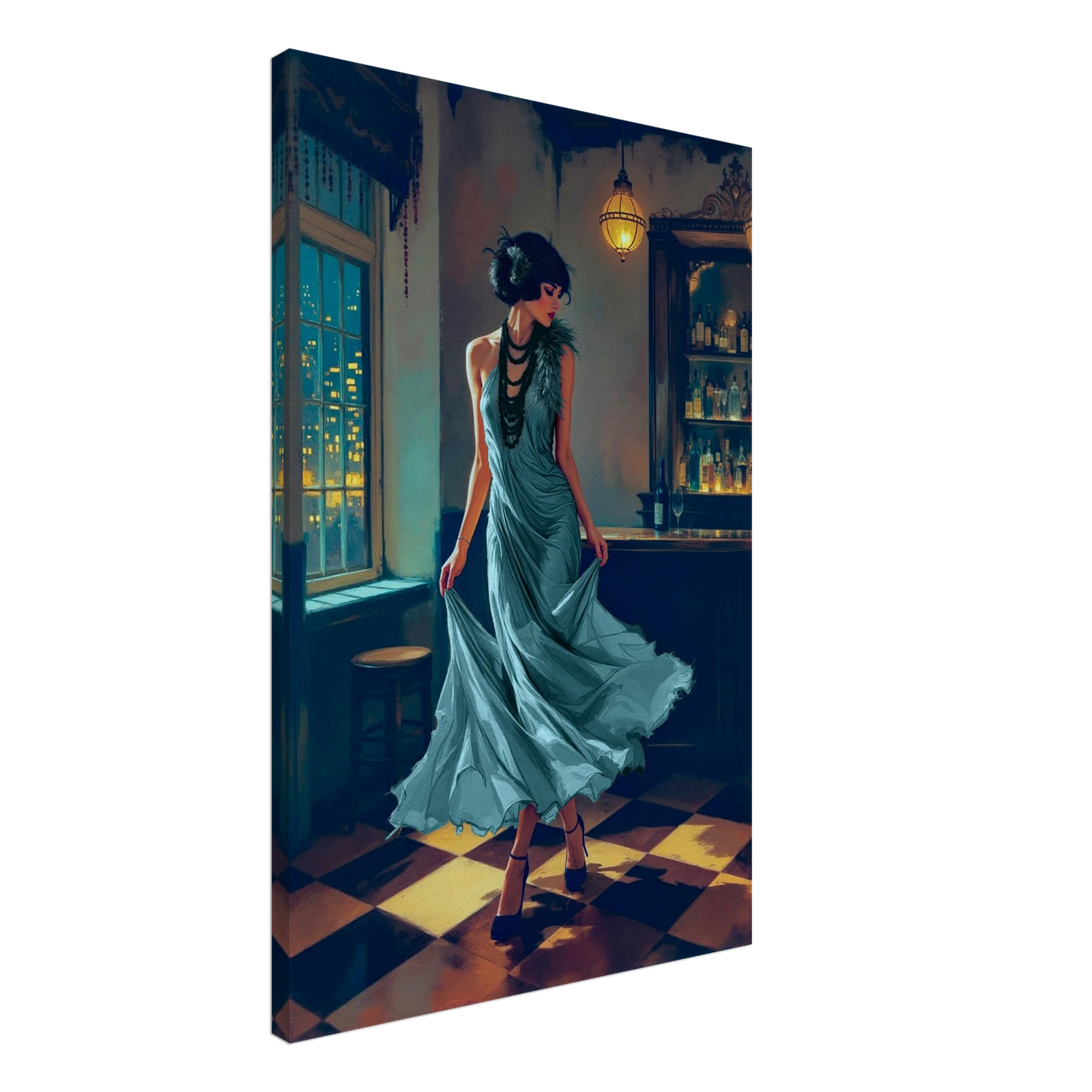 1920s Flapper Speakeasy Art Print 60x90 cm 24x36″ Gallery Wrapped Canvas No Frame