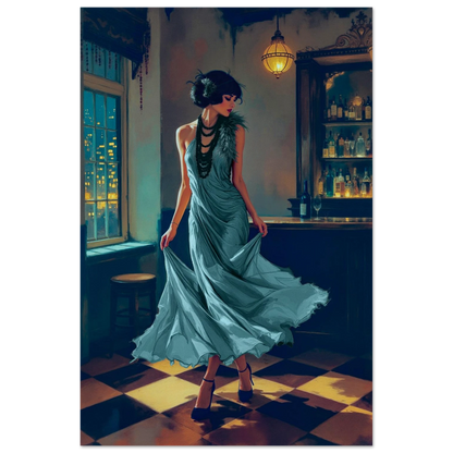 1920s Moonlit Flapper Speakeasy Art Print 60x90 cm 24x36″ Museum-Quality Matte Paper Poster No Frame