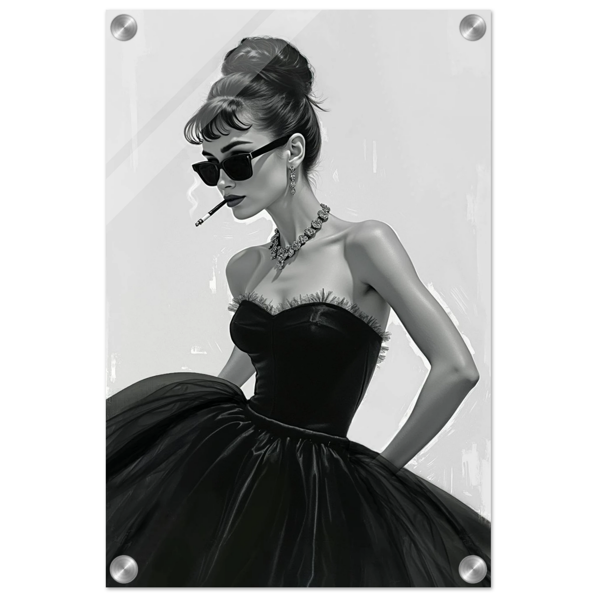 Audrey Hepburn Smoking Fashion Art Print No Frame 30x45 cm 12x18″ Sleek Acrylic Print