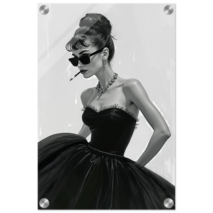 Audrey Hepburn Smoking Fashion Art Print No Frame 30x45 cm 12x18″ Sleek Acrylic Print
