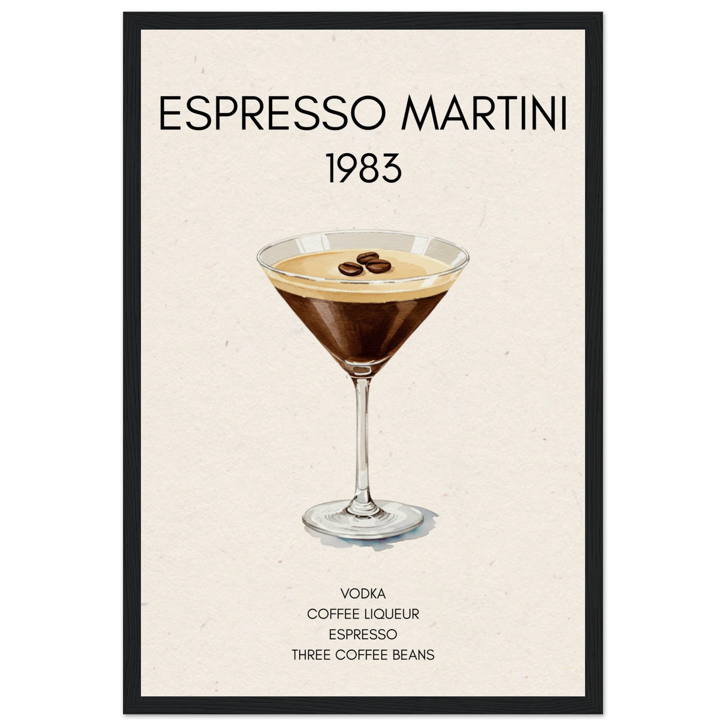 Espresso Martini Cocktail Bar Poster Print Black Wood Frame 30x45 cm 12x18″ Museum-Quality Matte Paper Wooden Framed Poster