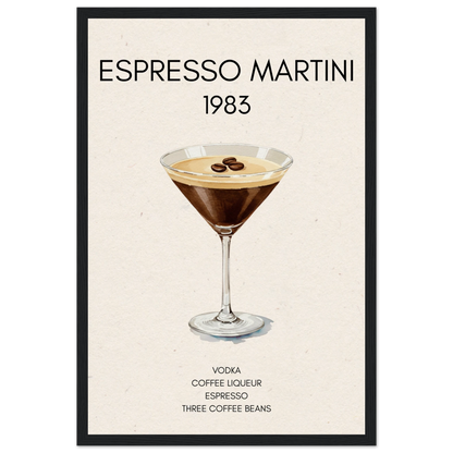 Espresso Martini Cocktail Bar Poster Print Black Wood Frame 30x45 cm 12x18″ Museum-Quality Matte Paper Wooden Framed Poster