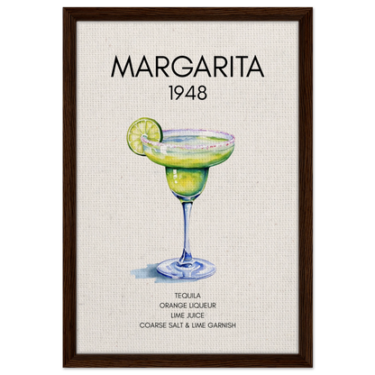 Margarita Cocktail Bar Art Print Dark Brown Wood Frame 40x60 cm 16x24″ Framed Canvas