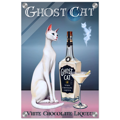 White Cat Chocolate Martini Cocktail Bar Art Print 30x45 cm 12x18″ Sleek Acrylic Print No Frame