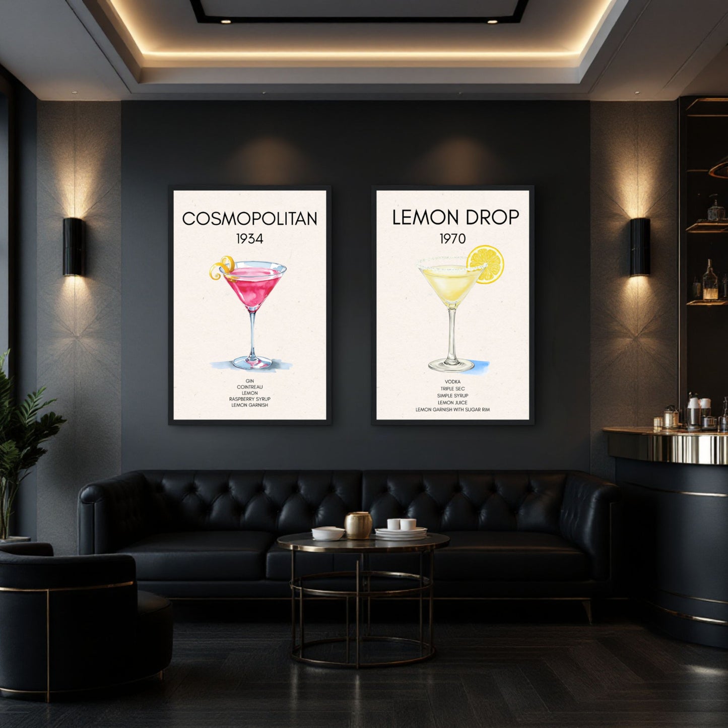 Cosmopolitan Cocktail Bar Poster Print Light Wood Frame 40x60 cm 16x24″ Premium Matte Paper Wooden Framed Poster