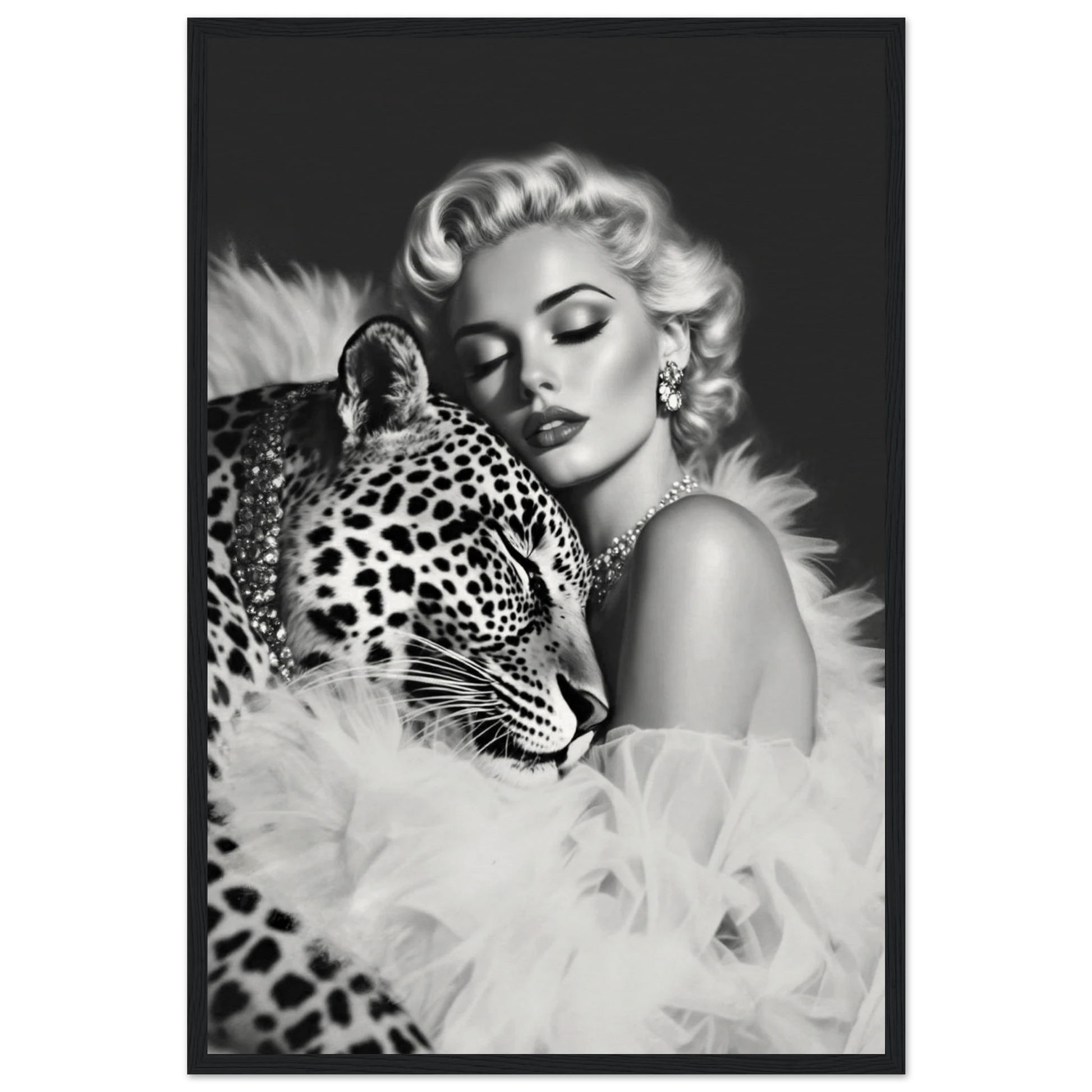 Marilyn Monroe Glam Leopard Art Print Black Wood Frame 40x60 cm 16x24″ Museum-Quality Matte Paper Wooden Framed Poster