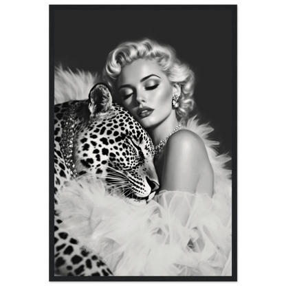 Marilyn Monroe Glam Leopard Art Print Black Wood Frame 40x60 cm 16x24″ Museum-Quality Matte Paper Wooden Framed Poster