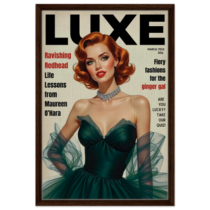 Maureen O'Hara Vintage Fashion Art Poster Print Dark Brown Wood Frame 50x75 cm 20x30″ Framed Canvas