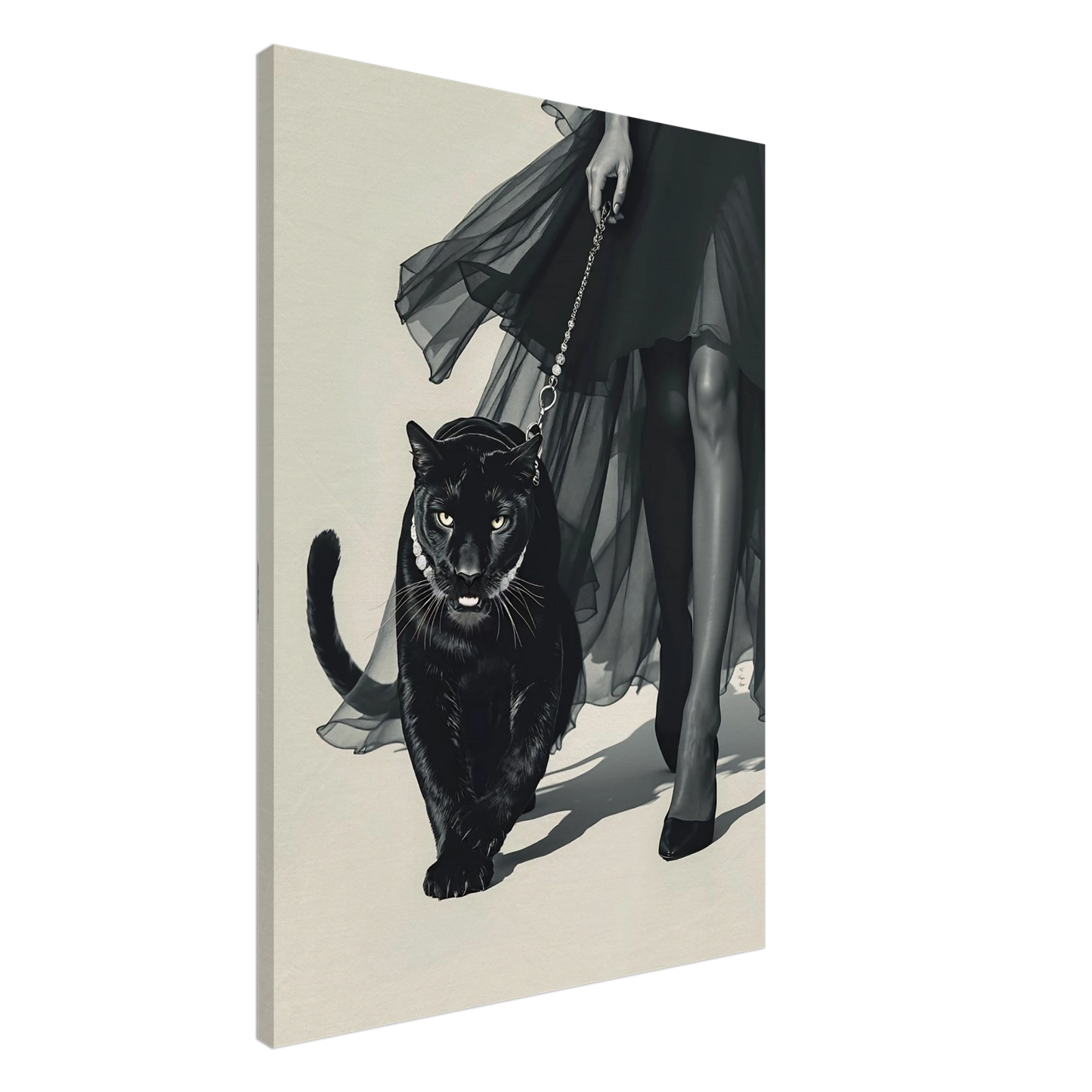 Retro Fashion Model Panther Art Print No Frame 70x100 cm 28x40″ Gallery Wrapped Canvas