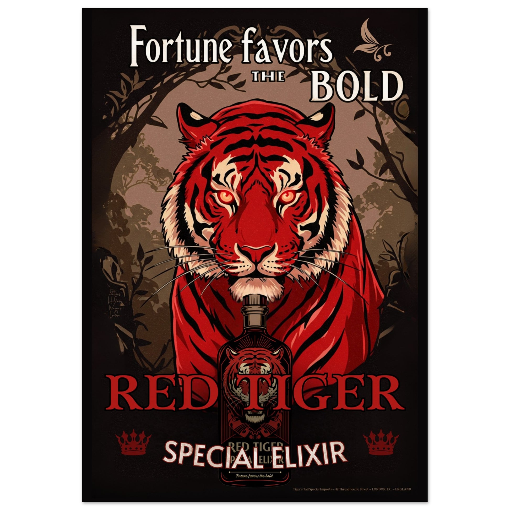 Tiger Cocktail Bar Art Poster Print 70x100 cm 28x40″ Museum-Quality Matte Poster No Frame