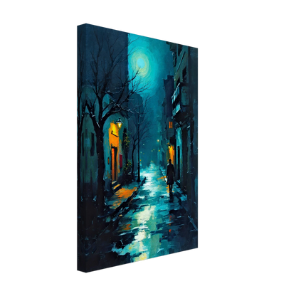 Blue Moon Night Street Scene Art Print 30x45 cm 12x18″ Sleek Acrylic Print No Frame