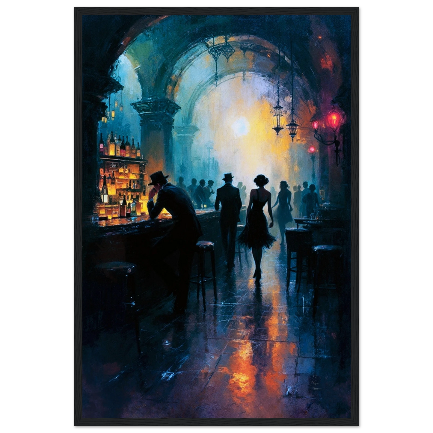 Dance Hall Speakeasy Art Print 40x60 cm 16x24″ Museum-Quality Matte Paper Wooden Framed Poster Black Wood Frame