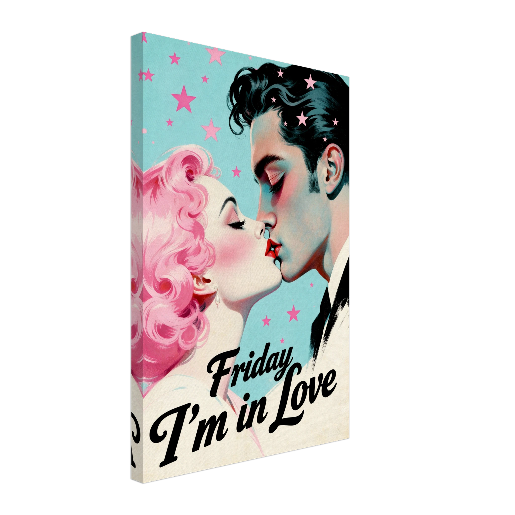 Friday I'm In Love - Retro Romantic Art Print 16x24″ Gallery Wrapped Canvas - 1.5" Mirrored Sides