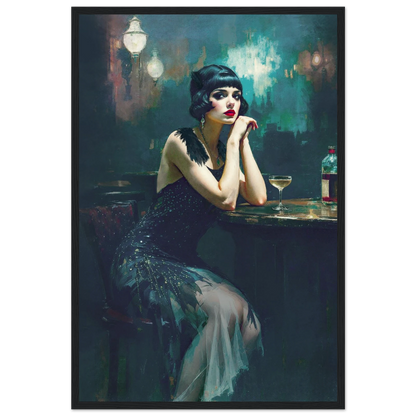 Jazz Age Speakeasy Flapper Art Print 40x60 cm 16x24″ Museum-Quality Matte Framed Poster Black Wood Frame