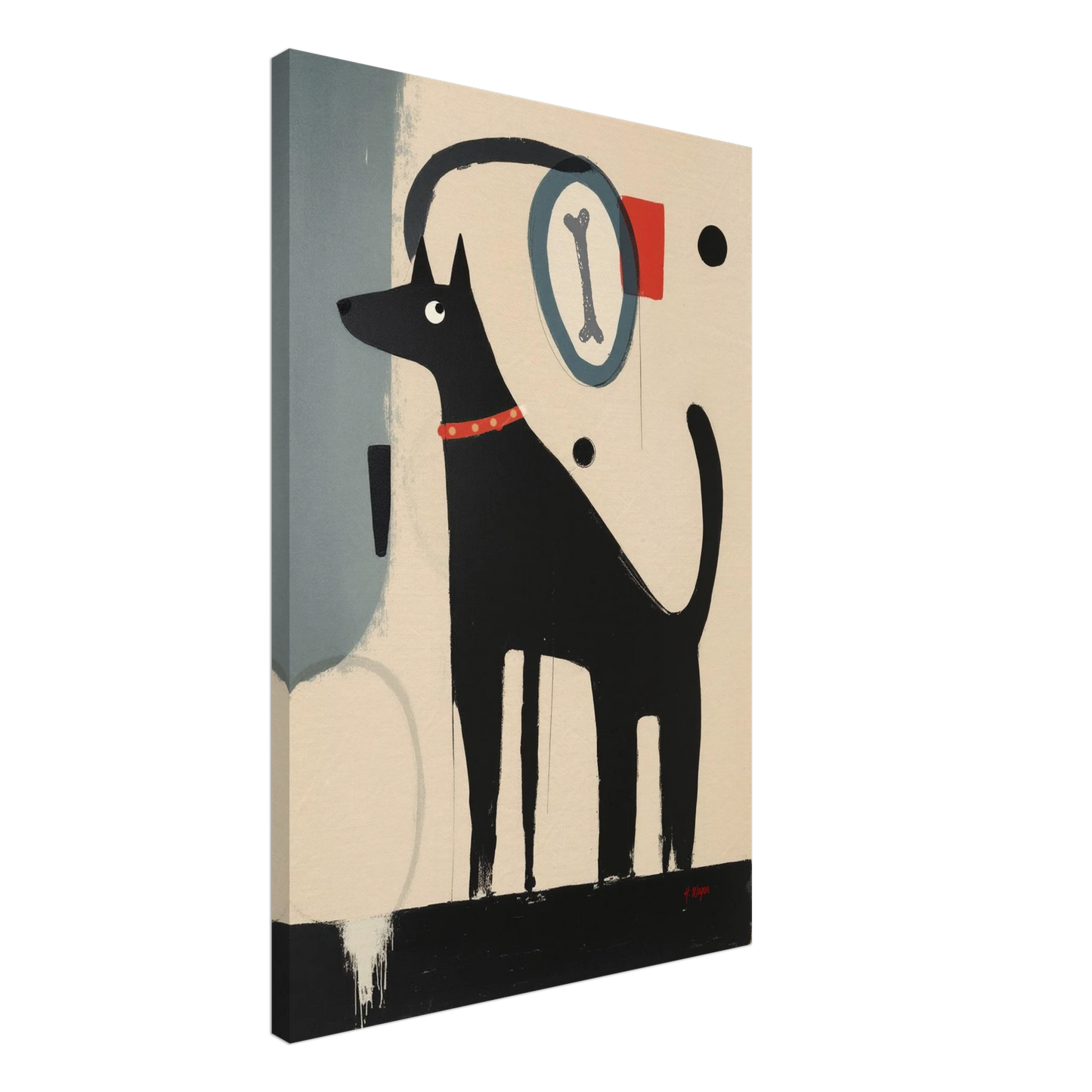 Quirky Modern Dog Art Print 60x90 cm 24x36″ Gallery Wrapped Canvas No Frame