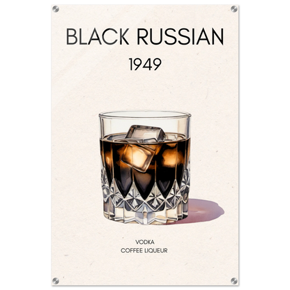 Black Russian Cocktail Bar Art Print No Frame 60x90 cm 24x36″ Sleek Acrylic Print