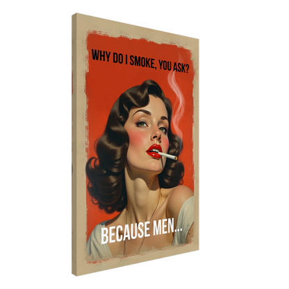 Retro Smoking Pin-Up Girl Art Print No Frame 60x90 cm 24x36″ Gallery Wrapped Canvas