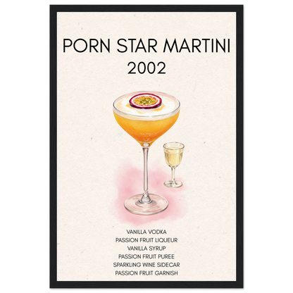 Porn Star Martini Bar Art Cocktail Print Black Wood Frame 30x45 cm 12x18″ Classic Matte Paper Wooden Framed Poster