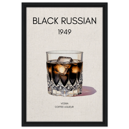 Black Russian Cocktail Bar Art Print Black Wood Frame 40x60 cm 16x24″ Framed Canvas