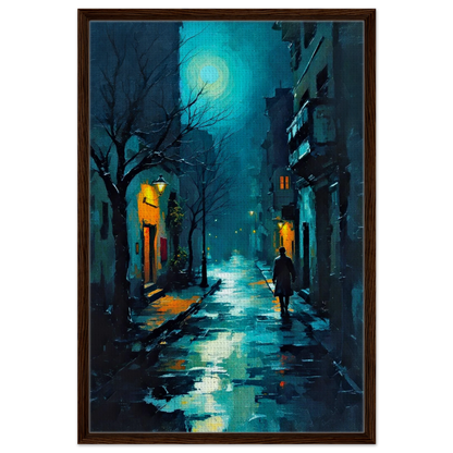 Blue Moon Night Street Scene Art Print 70x100 cm 28x40″ Sleek Acrylic Print No Frame