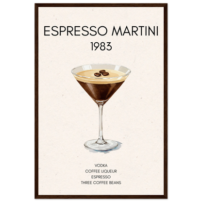 Espresso Martini Cocktail Bar Poster Print Dark Brown Wood Frame 40x60 cm 16x24″ Premium Matte Paper Wooden Framed Poster