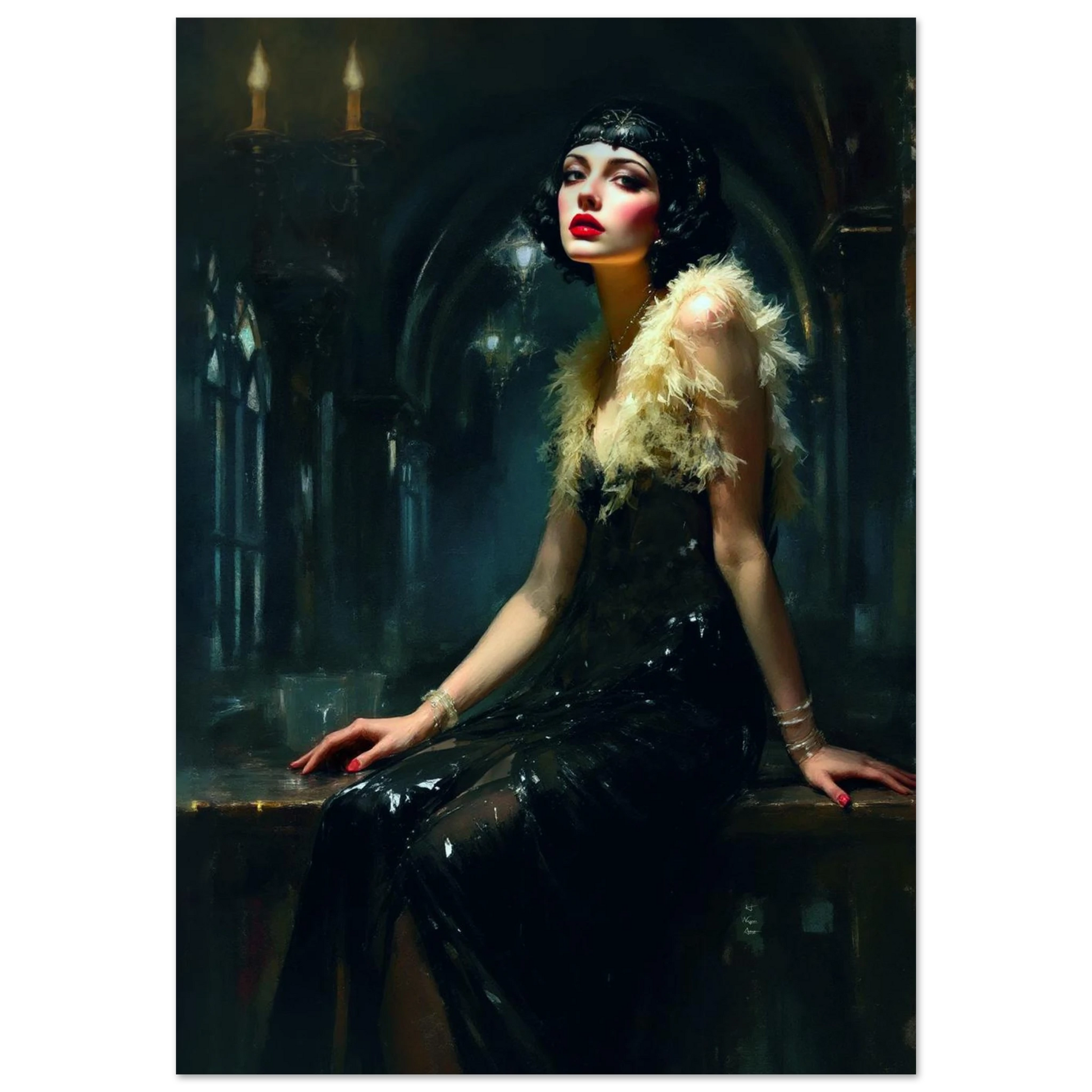 Speakeasy 1920s Elegant Flapper Art Print 70x100 cm 28x40″ Classic Matte Paper Poster No Frame