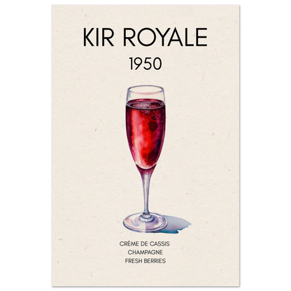 Kir Royale Champagne Cocktail Bar Art Print No Frame 40x60 cm 16x24″ Museum-Quality Matte Paper Poster