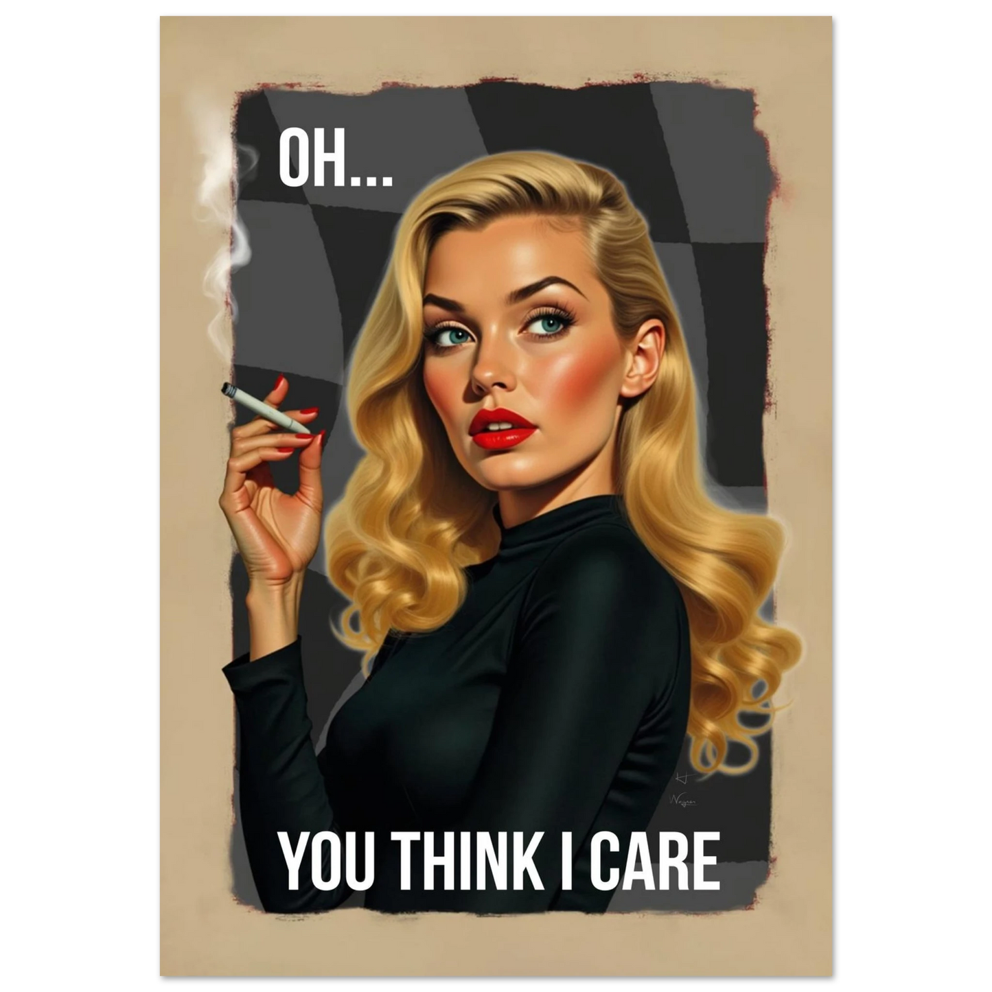 Retro Blonde Bombshell Funny Quote Art Print No Frame 70x100 cm 28x40″ Premium Matte Paper Poster