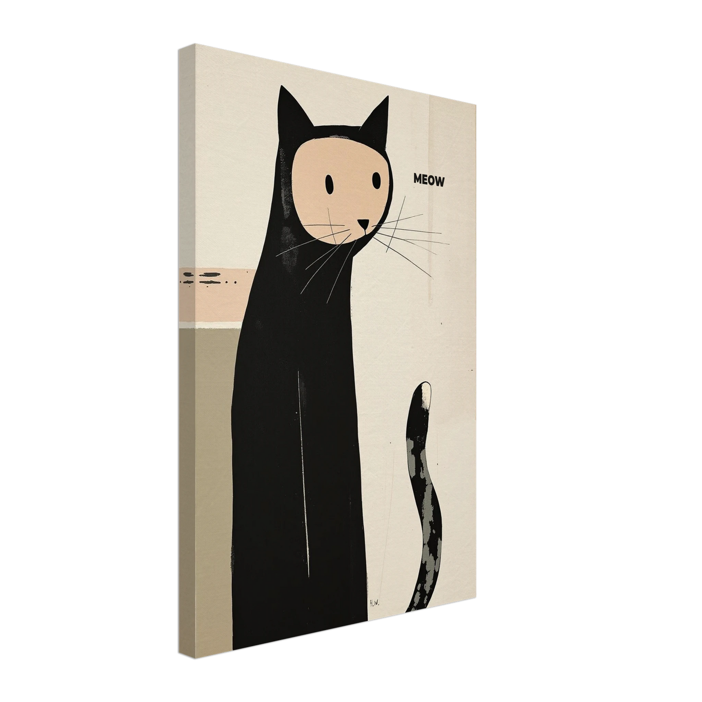 Quirky Modern Cat Art Poster Print 40x60 cm 16x24″ Gallery Wrapped Canvas No Frame