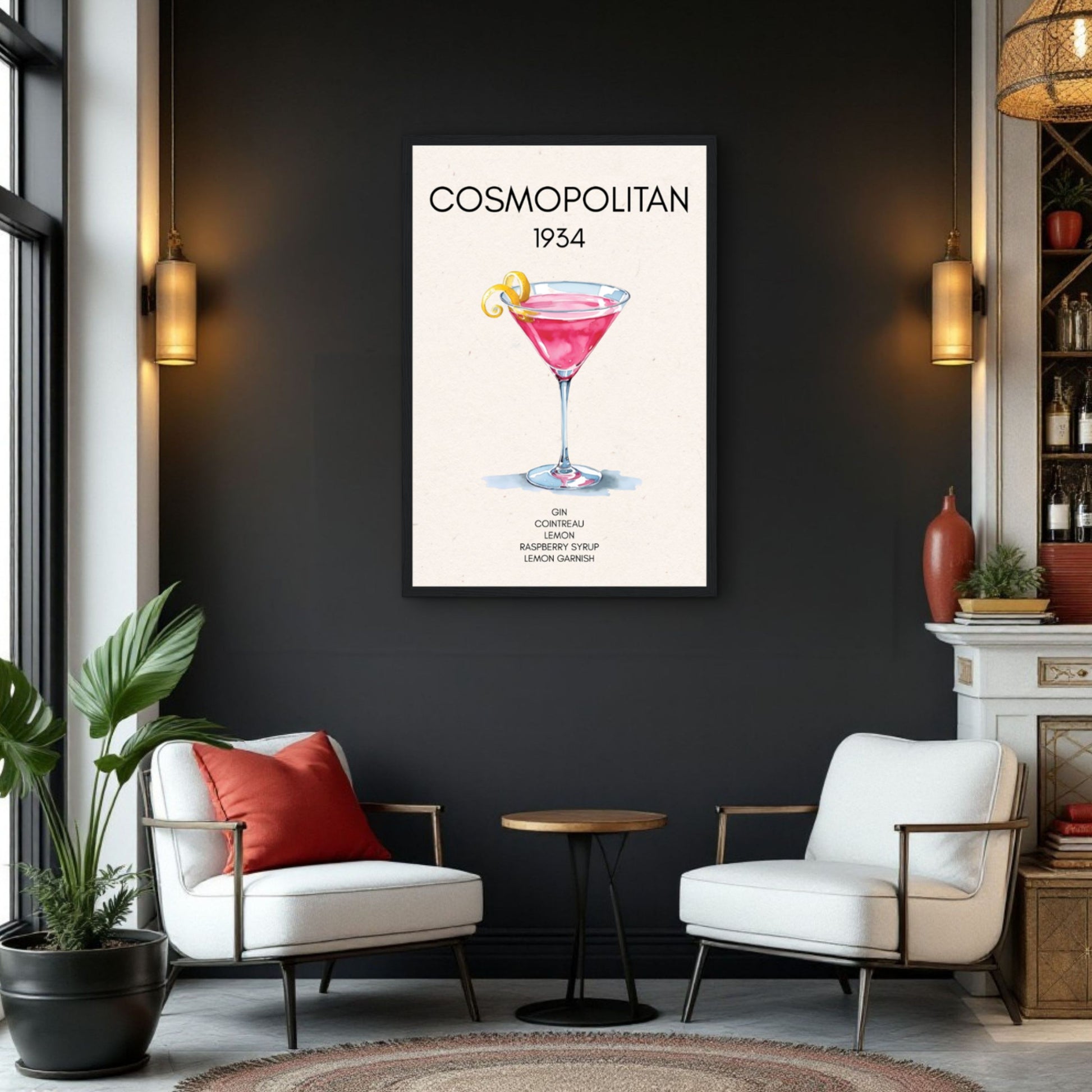 Cosmopolitan Cocktail Bar Poster Print Light Wood Frame 40x60 cm 16x24″ Premium Matte Paper Wooden Framed Poster