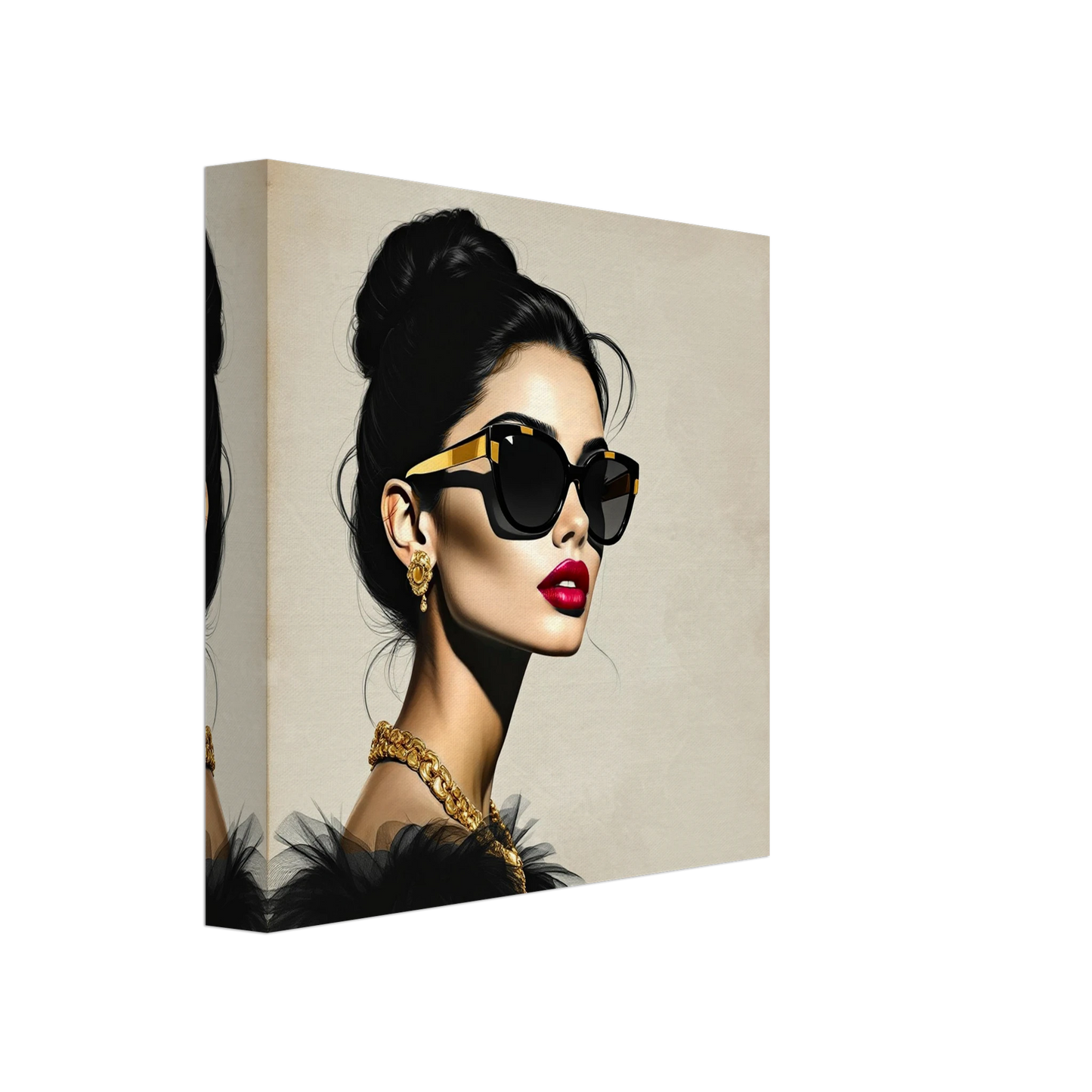 Golden Girl Chic Runway Model Art Print 20x20 cm 8x8″ Gallery Wrapped Canvas