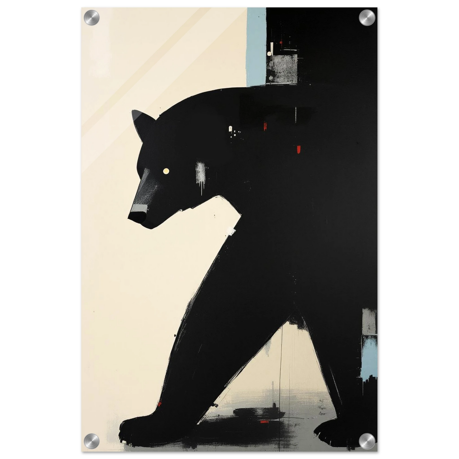 Minimalist Abstract Black Bear Art Poster Print No Frame 40x60 cm 16x24″ Sleek Acrylic Print