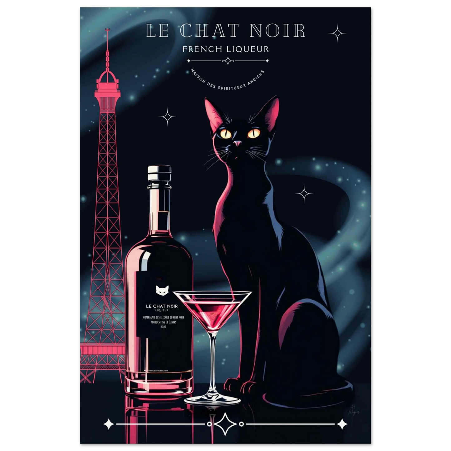 Art Deco Le Chat Noir French Black Cat Art Print 60x90 cm 24x36″ Museum-Quality Matte Paper Poster No Frame